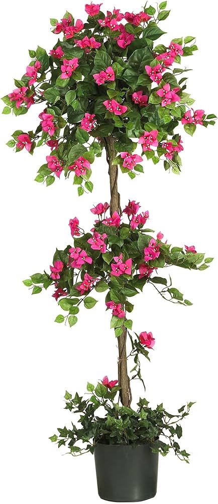 Nearly Natural 5228 Mini Bougainvillea Topiary Beauty, 5-Feet,9" x 9" x 62.5" , Green | Amazon (US)