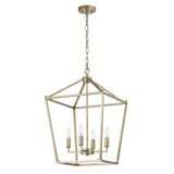Warehouse of Tiffany Buelex 4 Light 16 inch Satin Gold Lamp Post Lantern Style Iron Chandelier | Walmart (US)