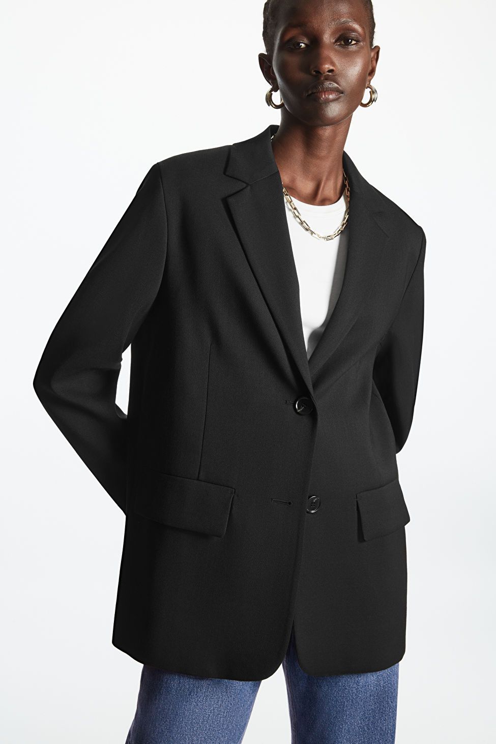 RELAXED-FIT TWILL BLAZER - BLACK - Blazers - COS | COS (US)