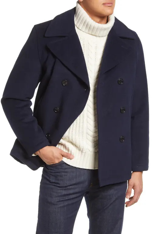 Pendleton Water Resistant Wool Blend Peacoat in Midnight at Nordstrom, Size X-Large | Nordstrom