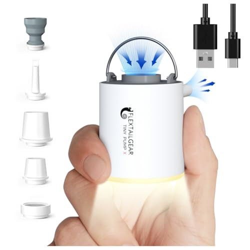 FLEXTAILGEAR Tiny Pump X Portable Air Pump+ Camping Light Ultra-Mini Air Pump with 1300mAh Battery USB Rechargeable for Sleeping Pads Pool Floats Air Bed Air Mattress Swimming Ring | Amazon (US)