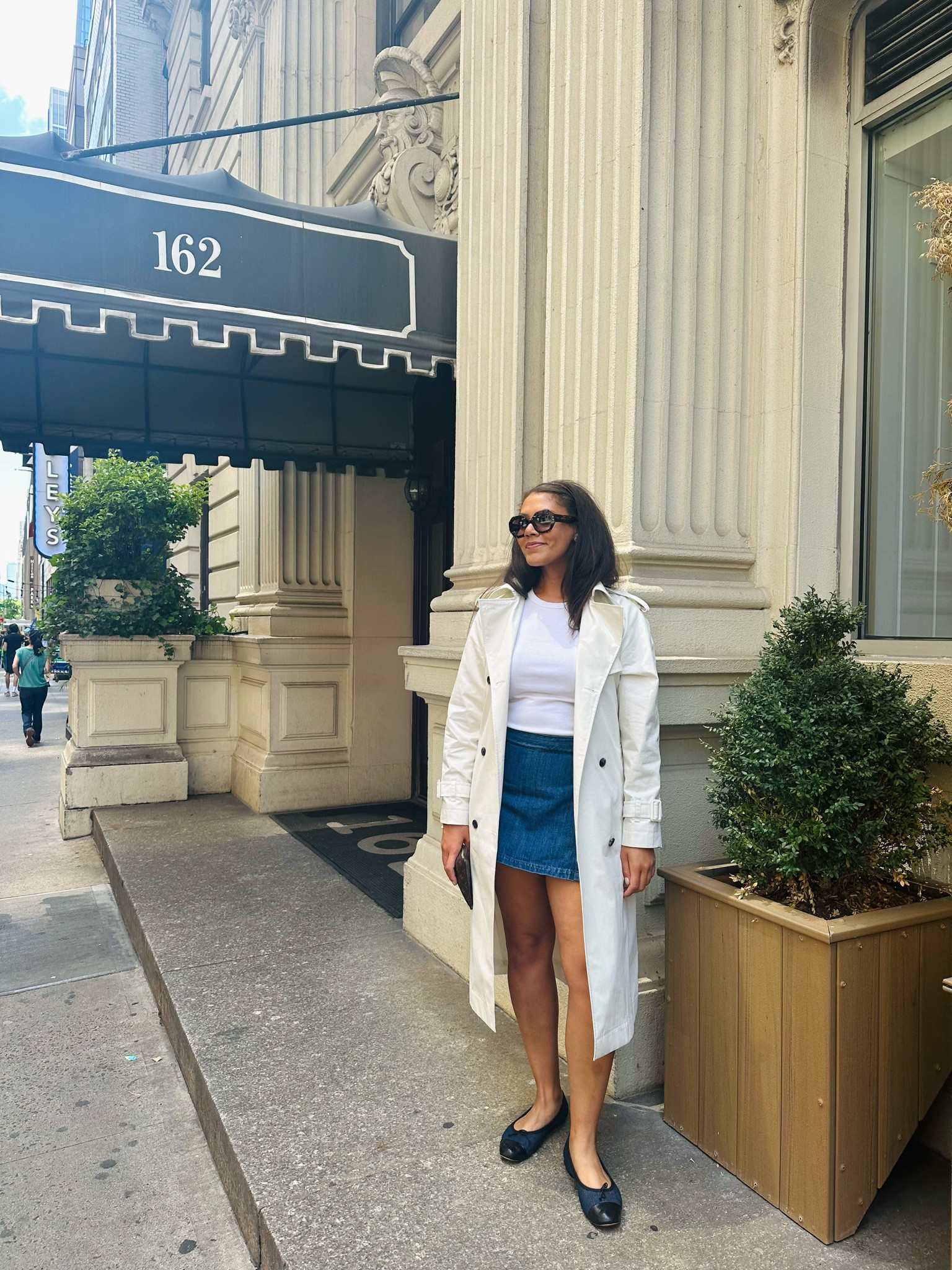 Spring trench coat outfit. This is my travel outfit today. #trenchcoat #balletflats #jcrewskort #chicstyle #airportoutfit #travelstyle 

#LTKworkwear #LTKstyletip #LTKtravel