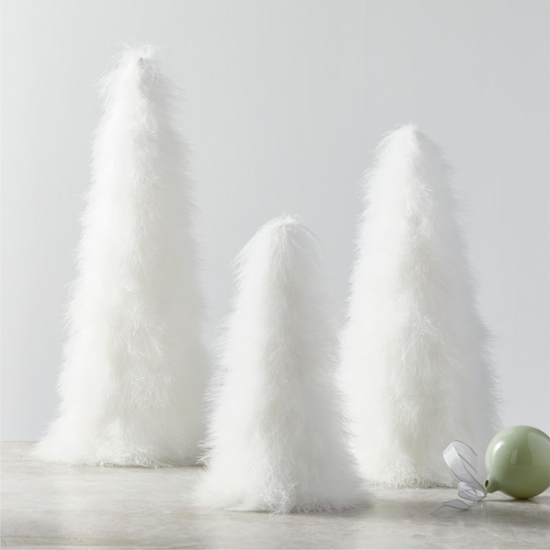 Fluffy White Trees Set of 3 | CB2 | CB2