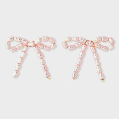 Bow Button Earring - A New Day™ Pink | Target