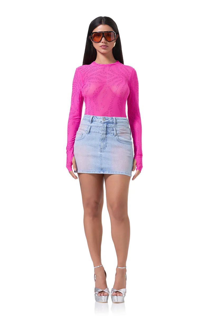 Adriel Mini Skirt - Blue Pink Wash | ShopAFRM