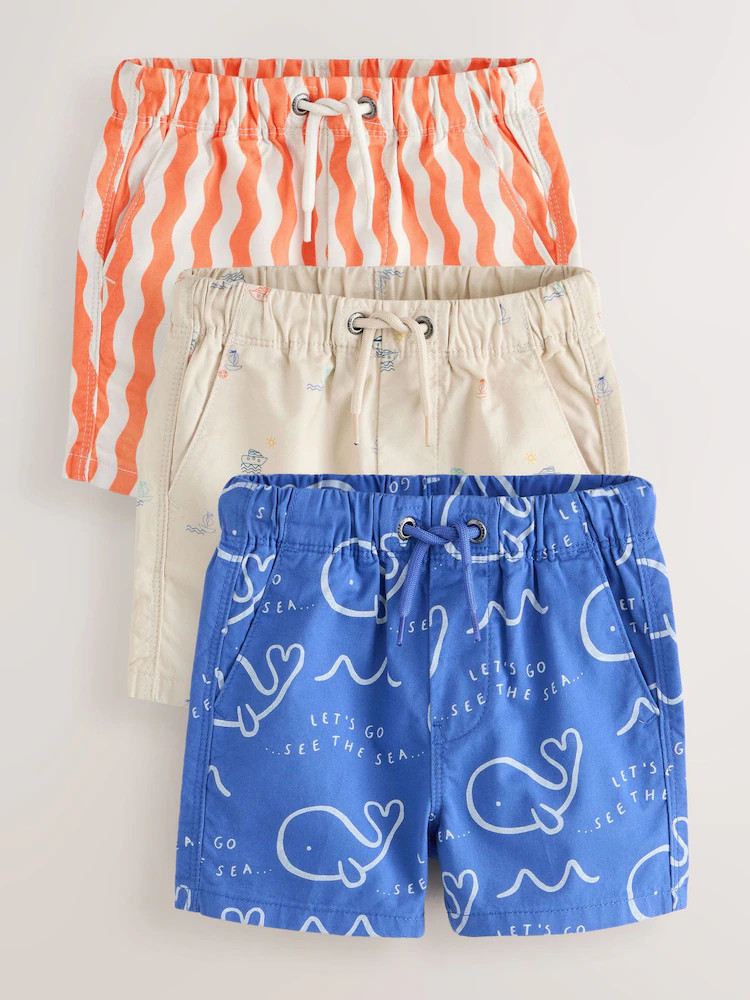 Nautical Sea Pull On Shorts 3 Pack (3mths-7yrs) | Next US