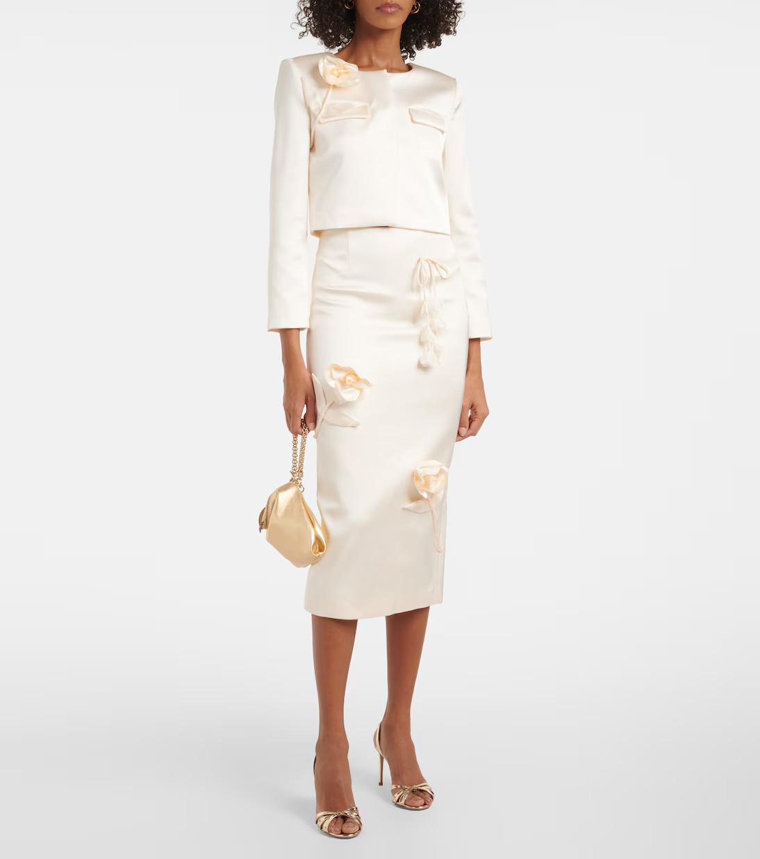 Cream 3D Flower satin blazer | Mytheresa (US/CA)