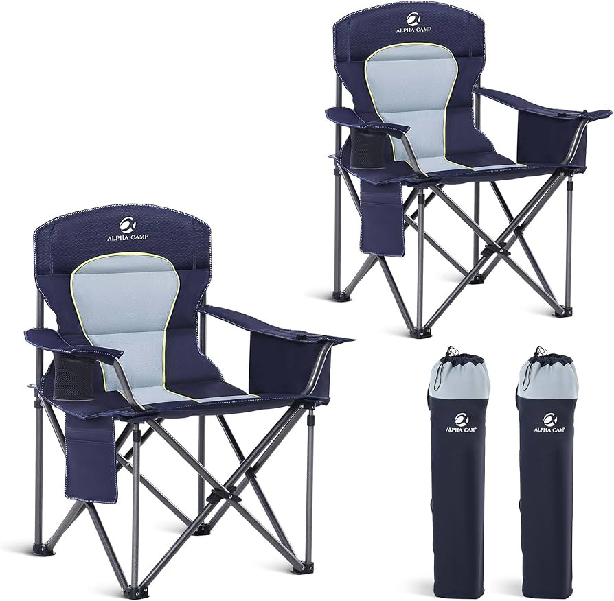LET'S CAMP Oversized Folding Camping Chair Portable Outdoor Heavy Duty Padded Chairs Lawn Chair w... | Amazon (US)