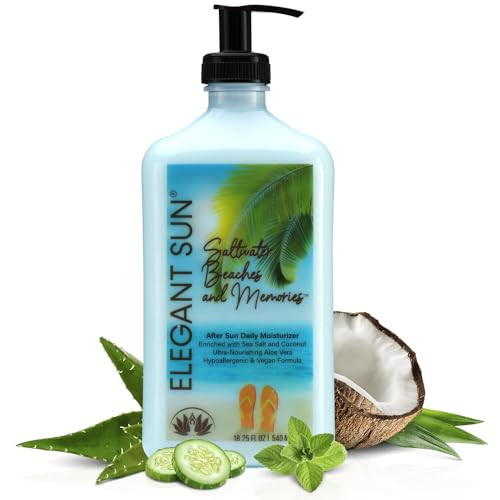 Saltwater Beaches Tan Extender, After Sun Lotion or Tanning Bed Moisturizer, Aloe Vera Base, Hypoallergenic, Sensitive Skin Care Lotion for Men or Women, Unisex Fresh Scent, Elegant Sun | Amazon (US)