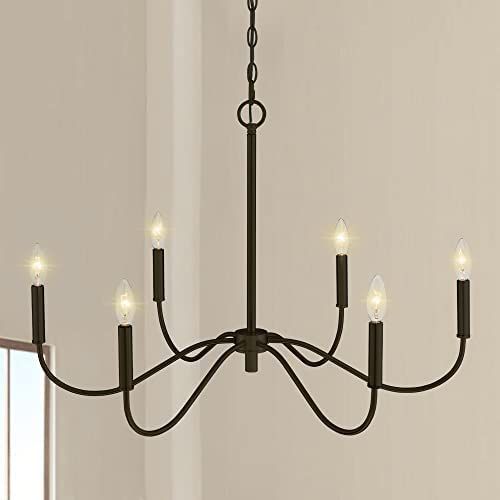 Bunkos Farmhouse Black Chandelier Rustic Candle 6-Light Pendant Light 30 Inches Adjustable Height... | Amazon (US)