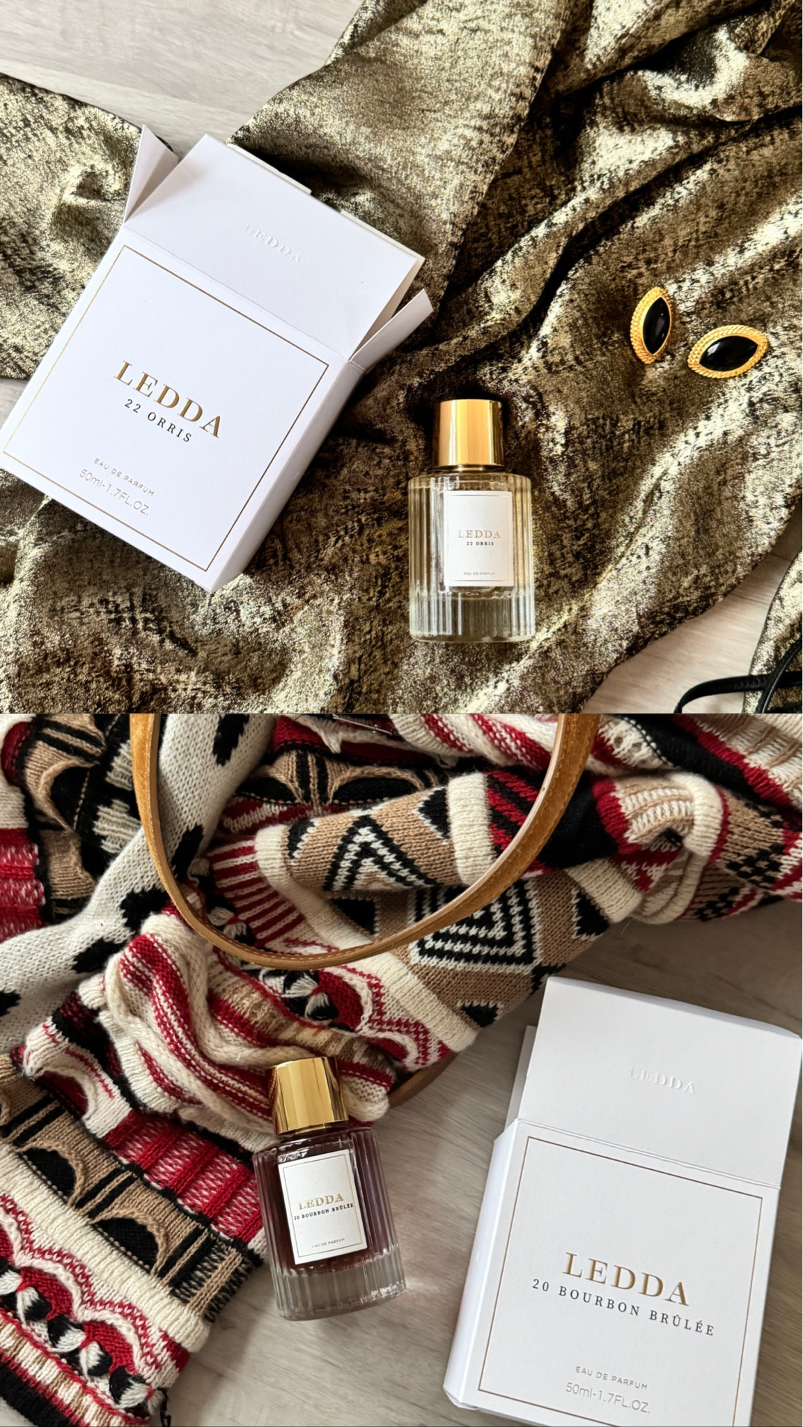 Ad. My scent wardrobe with LEDDA, 22 Orris for night, a fresh scent with a subtle blend of buttery Iris, sandalwood & soft musk + 20 Bourbon Brûlée for day, a rich warm fragrance that combines caramel, whiskey & vanilla 

#LTKskincare #LTKwinter #LTKstyletip