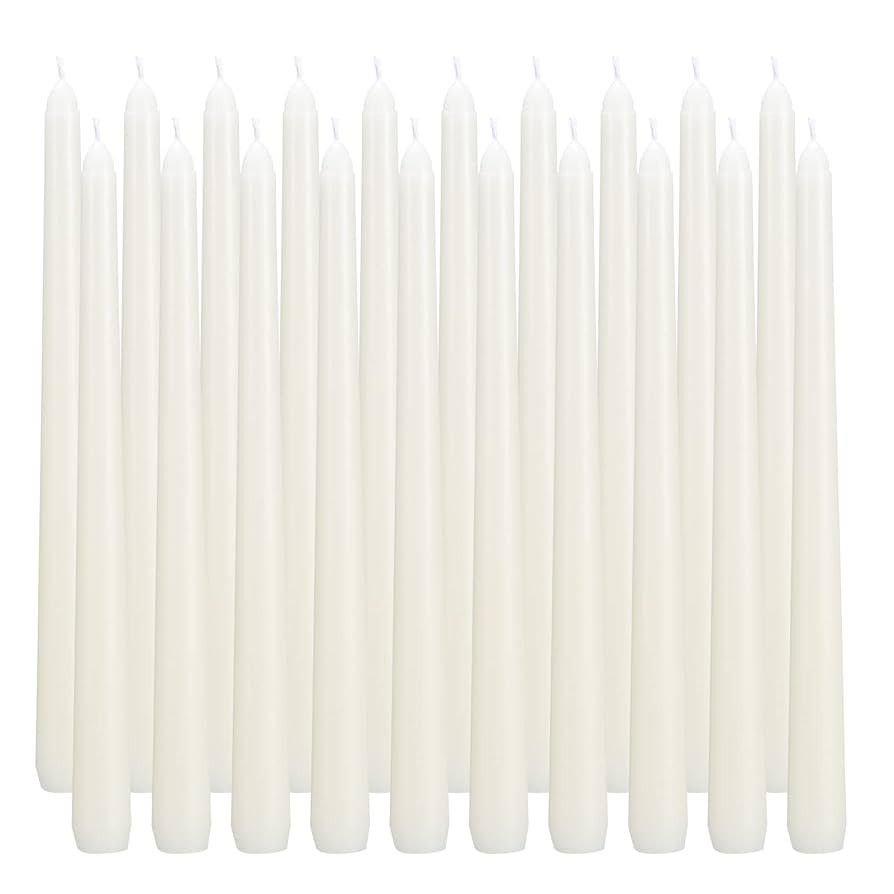 flamecan Ivory Taper Candles, Set of 20 Unscented and Smokeless 10 Inch Taper Candles Long Burnin... | Amazon (US)