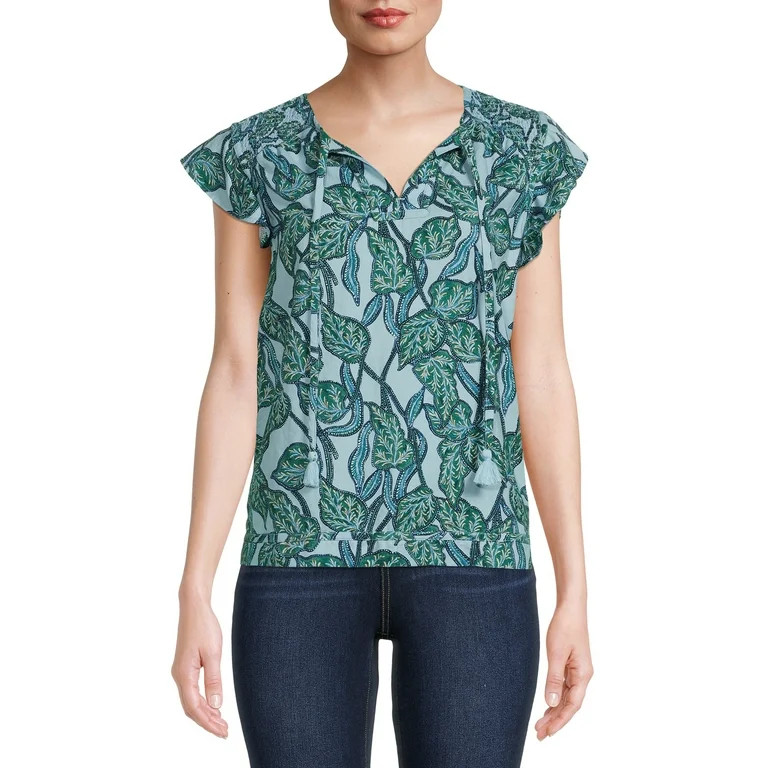 Time and Tru Women's Flutter Sleeve Top | Walmart (US)