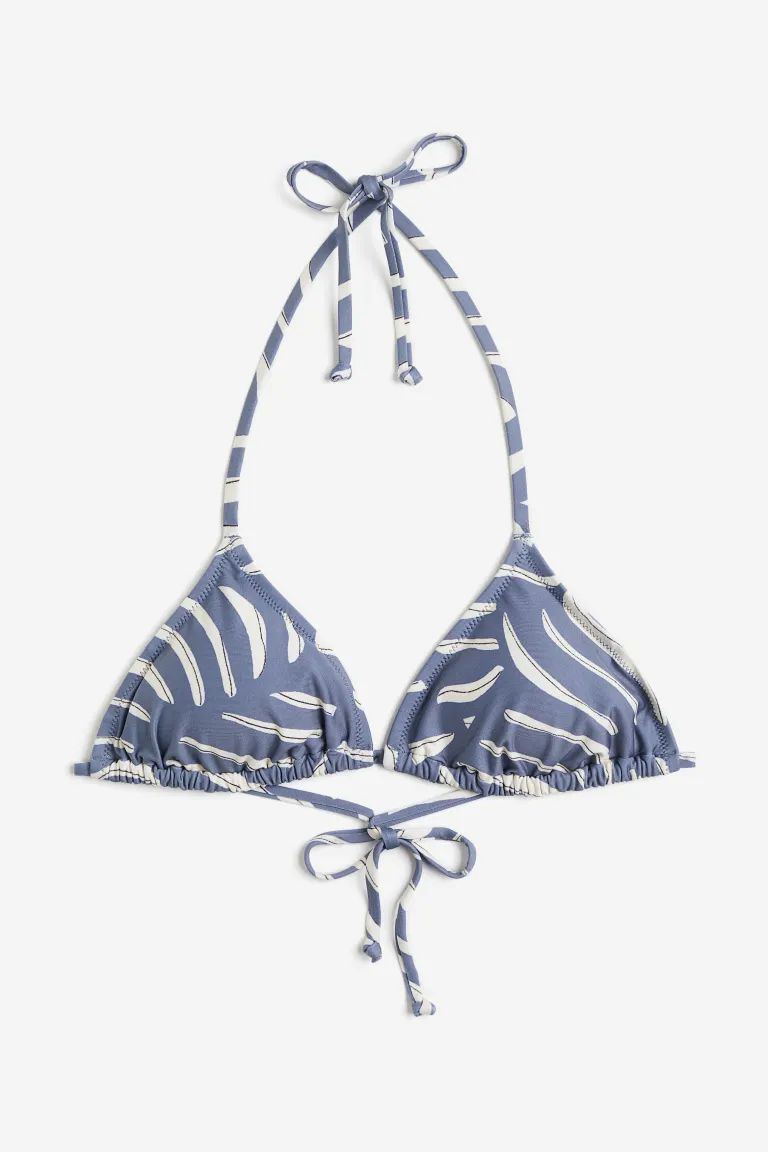Padded Triangle Bikini Top - Lime green/floral - Ladies | H&M US | H&M (US + CA)