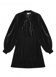 Nolly Black Velvet Pussy Bow Mini Dress | Joanie