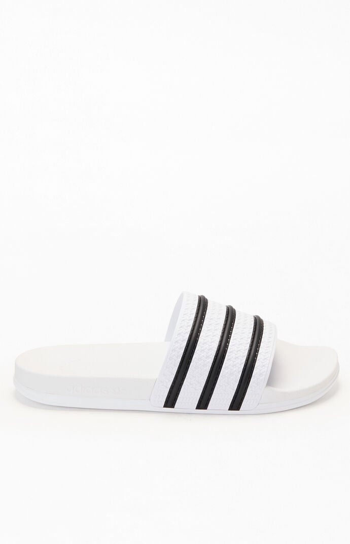 Adidas Adilette CF Slides in White/Black - Size 4 | PacSun