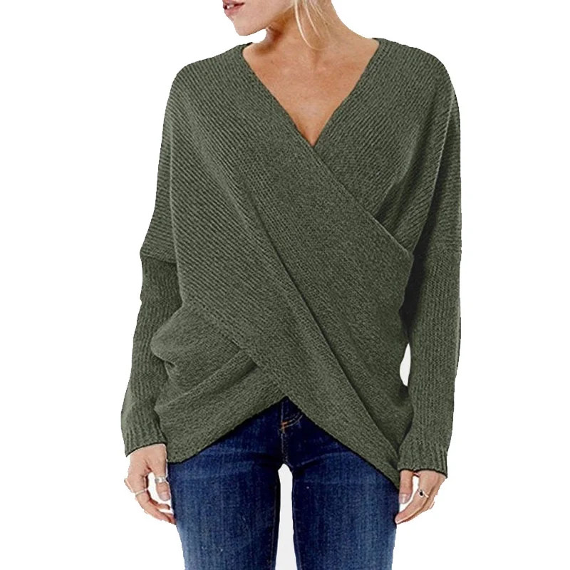 Women's Fashion Cross Front Irregular Hem Sweaters Jumper | Walmart (US)