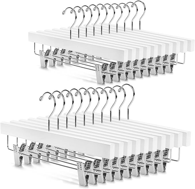 Nature Smile Deluxe Wooden Pants Hangers Solid Wood Bottom Jeans Hanger Skirt Hanger with 2-Adjus... | Amazon (US)