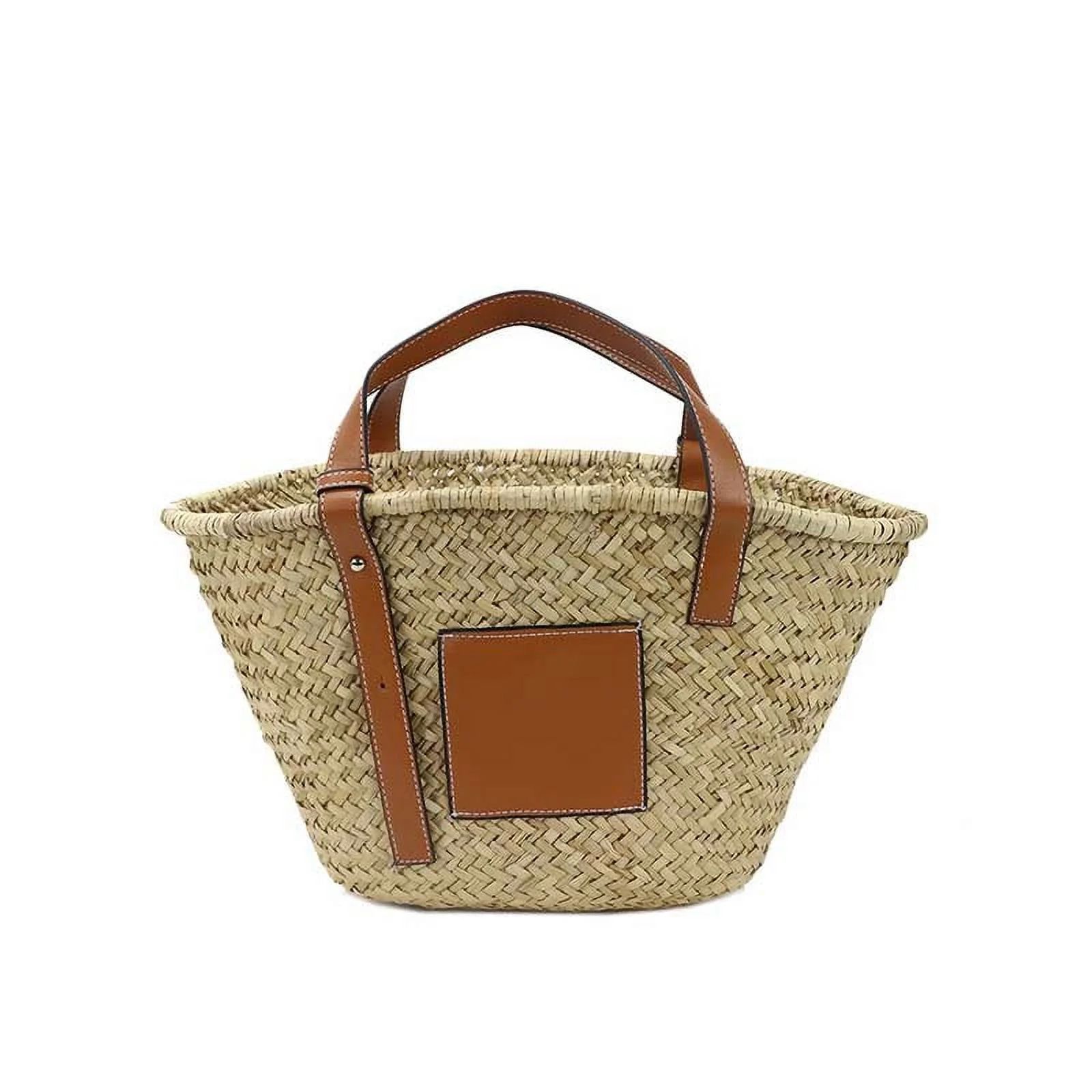 Fashion Designer Women Beach Bag High Quality Straw Bags with PU handle Ladies Summer Raffia Hand... | Walmart (US)