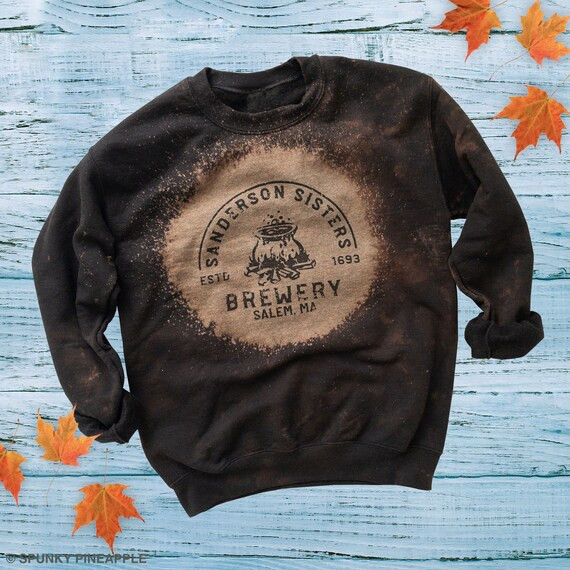Bleached Halloween Sweatshirt, Sanderson Sisters Brewery Sweater, Reverse Tie Die Sweatshirt | Etsy (US)