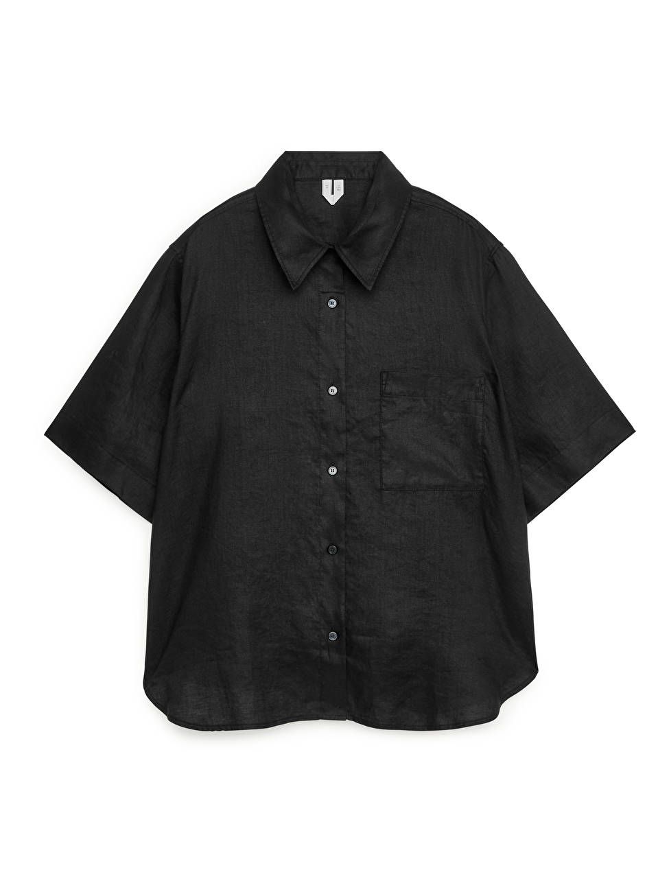 Short-Sleeved Linen Shirt - Black - ARKET GB | ARKET