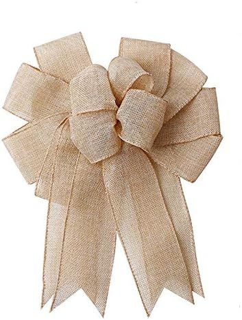 Large Rustic Jute Bows Burlap Wreaths Bows Christmas Tree Topper for Wedding Holiday Birthday Party  | Amazon (US)