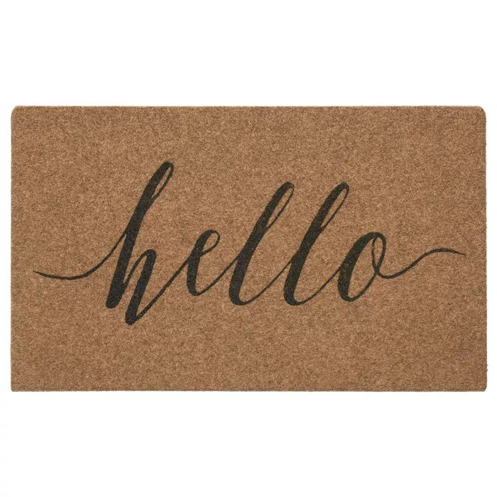 1'6"x2'6" Grand Terrace Natural Hello Calligraphy Door Mat - Mohawk | Target