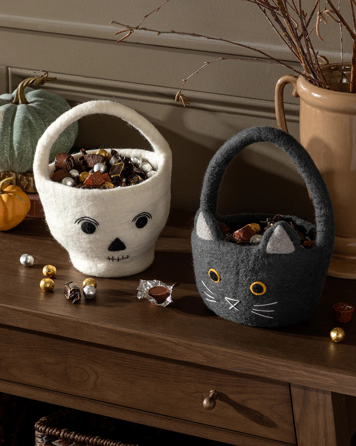 Skeleton Trick or Treat Felt Basket | McGee & Co. (US)