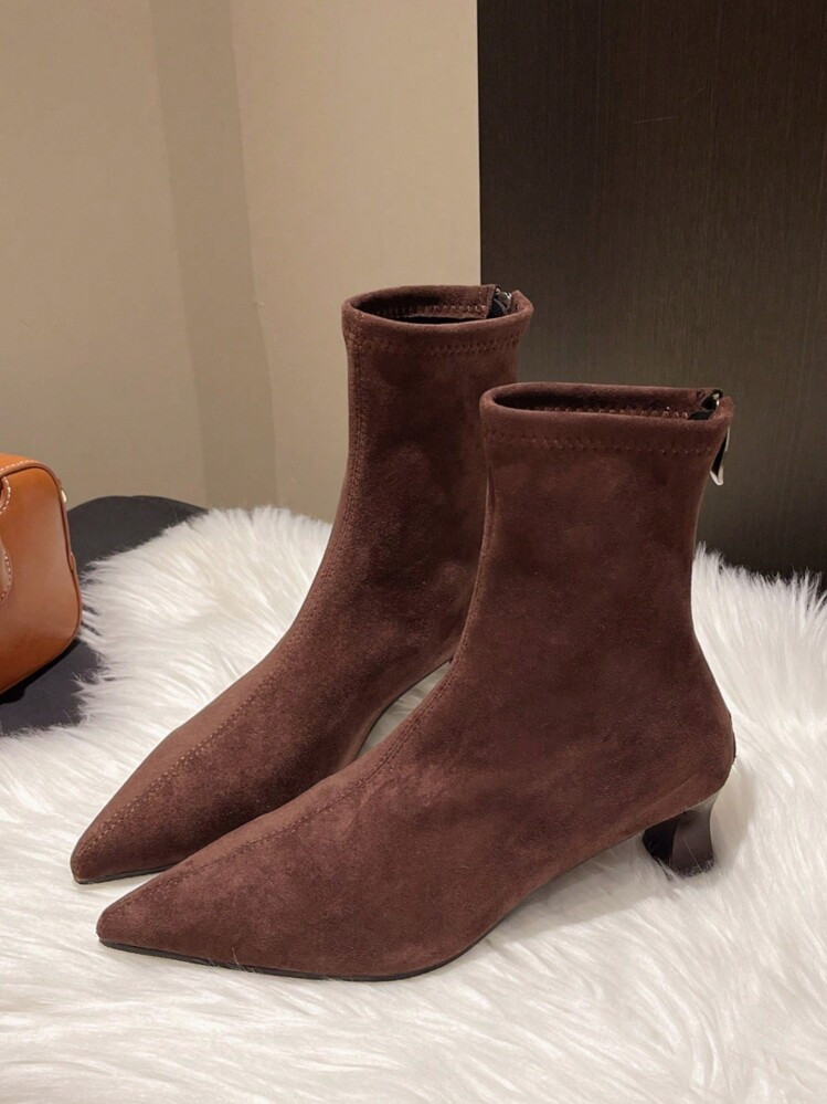 CA$48.10Leopard Print Pointed Toe Slim Fit High Heel Ankle Boots, Korean Style Minimalist Short B... | SHEIN