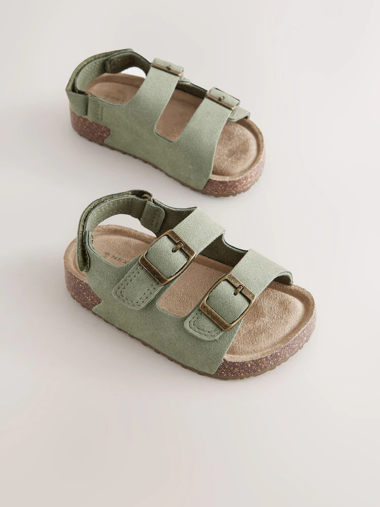 Green Standard Fit (F) Double Buckle Cushioned Footbed Sandals | Next US