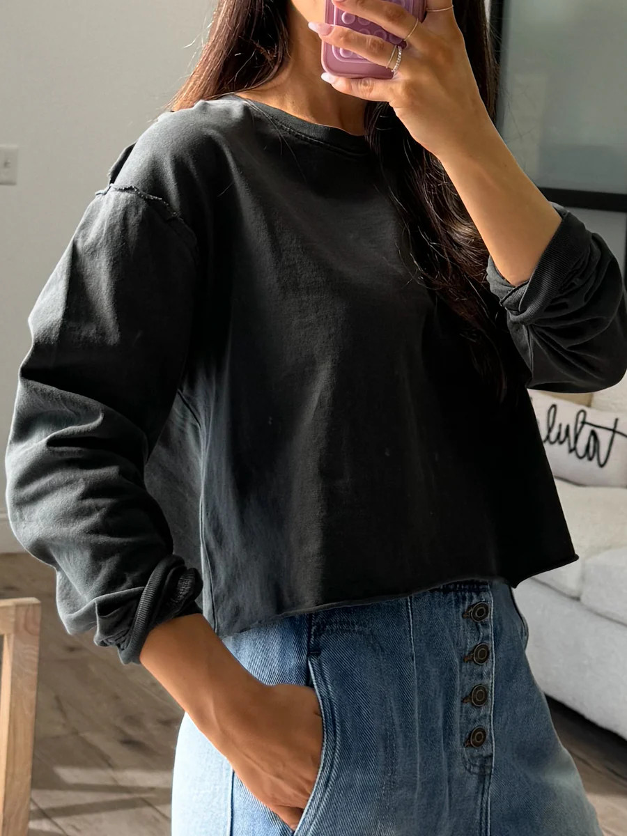 Bailey Cotton Long Sleeve | Washed Black | Talulah