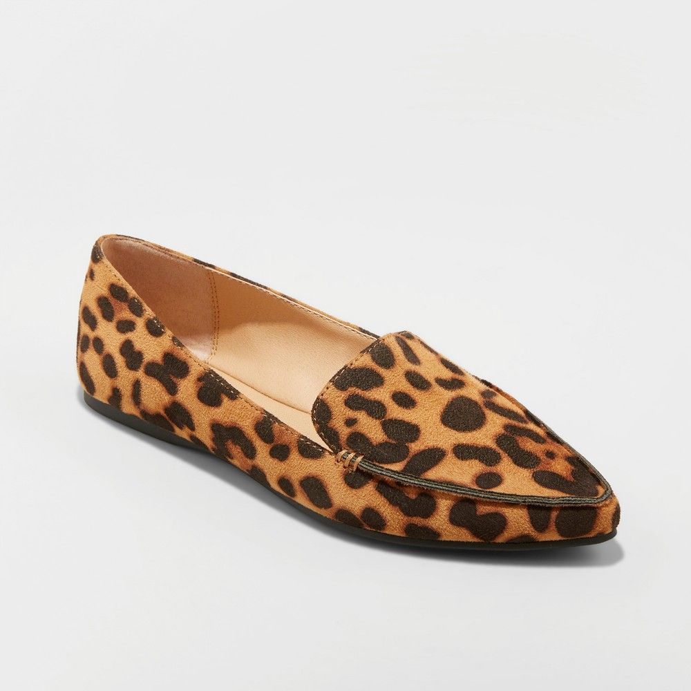 Women's Micah Pointed Toe Closed Loafers - A New Day Leopard 8.5, Multi-Colored | Target