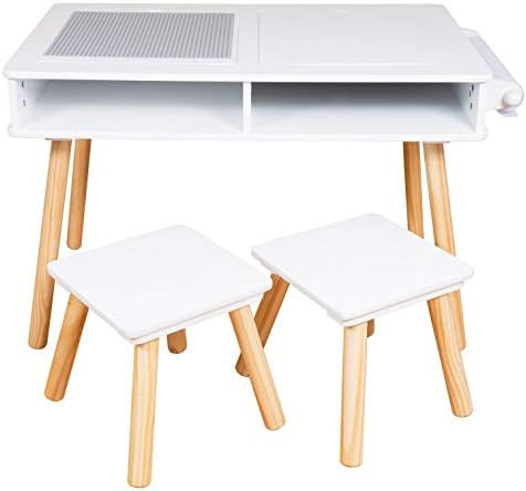 Amazon.com: Elk and Friends Kids/Toddler Multi Activity Table with 2 Chairs | Building Blocks Des... | Amazon (US)
