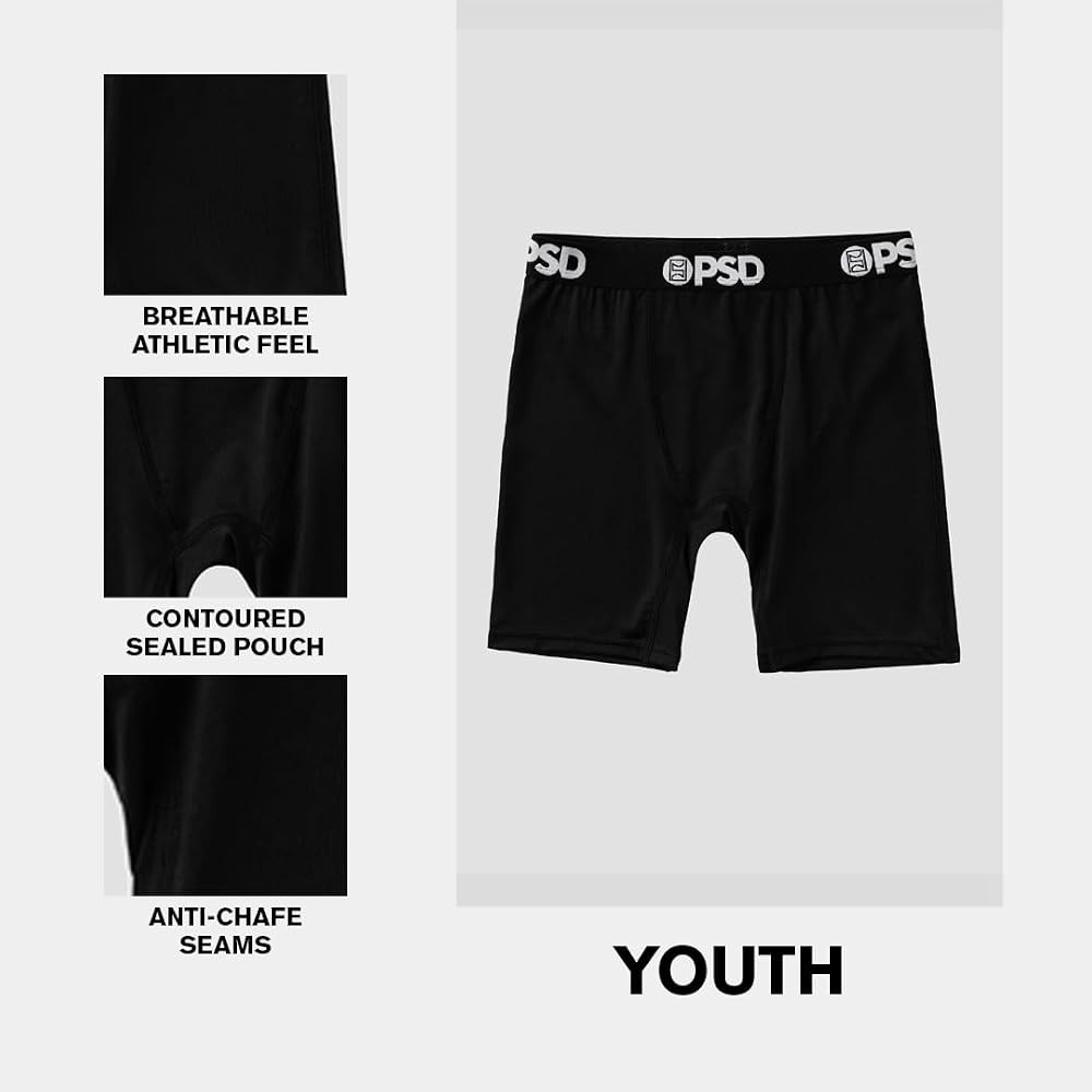 PSD Underwear Boys Youth Chrome Culture Boxer Brief 6 Pack, Multi, L | Amazon (US)