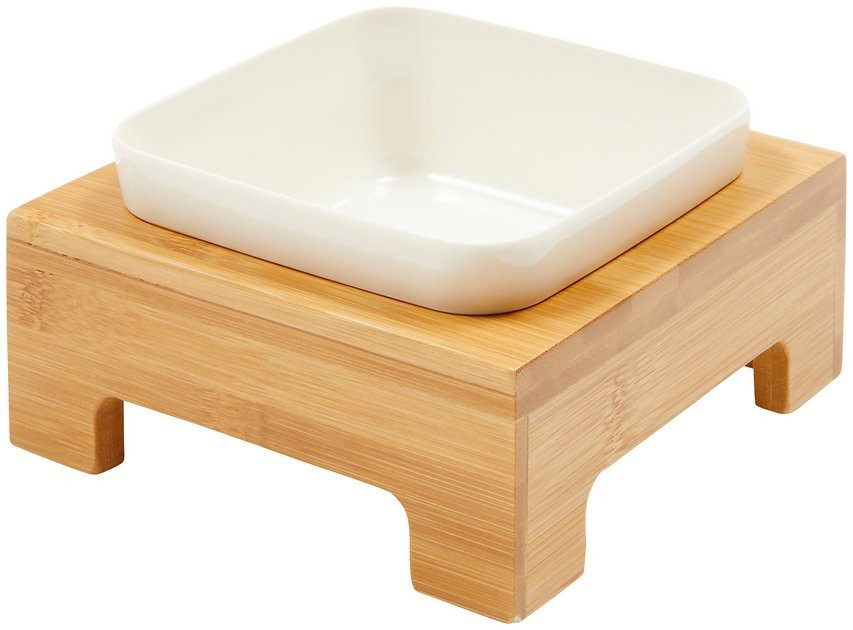 FRISCO Square Melamine Dog & Cat Bowl with Bamboo Stand, 1.25 Cups - Chewy.com | Chewy.com