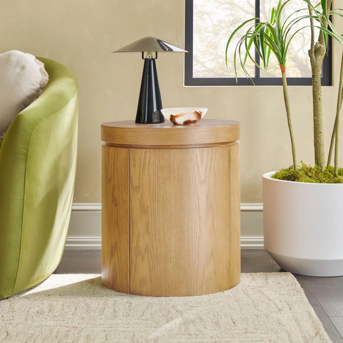Aaric Modern Easy Assembly Round Solid Oak Wood 18" Side Table | Wayfair North America