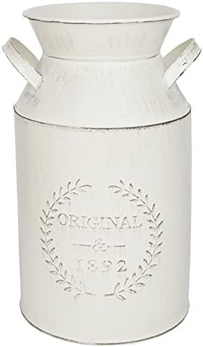 LESEN 10 Inch Modern Farmhouse Metal Flower Vase - Galvanized French Milk Can Country Jug Contain... | Amazon (US)