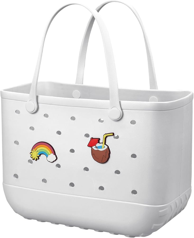 Beach Bag Rubber Tote Bag - Waterproof Travel Bag for Women Washable Tote Bag Handbag for Sports ... | Amazon (US)