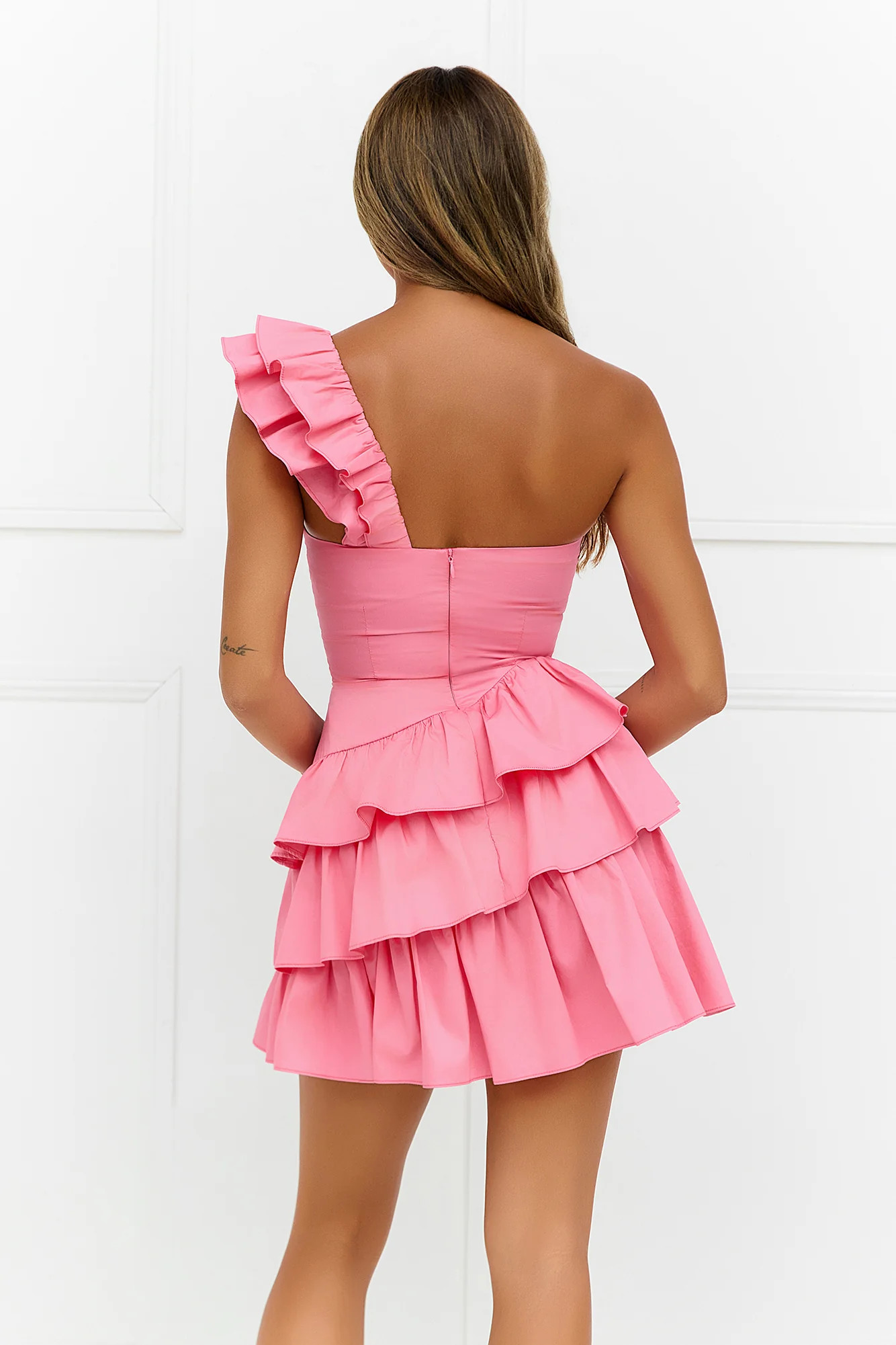 Precious Time One Shoulder Mini Dress Pink | Hello Molly (US)