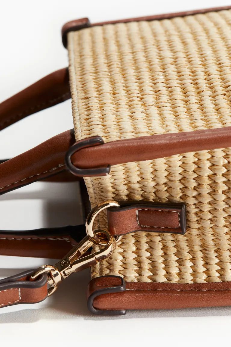 Crossbody Straw Bag - Light beige/brown - Ladies | H&M US | H&M (US + CA)