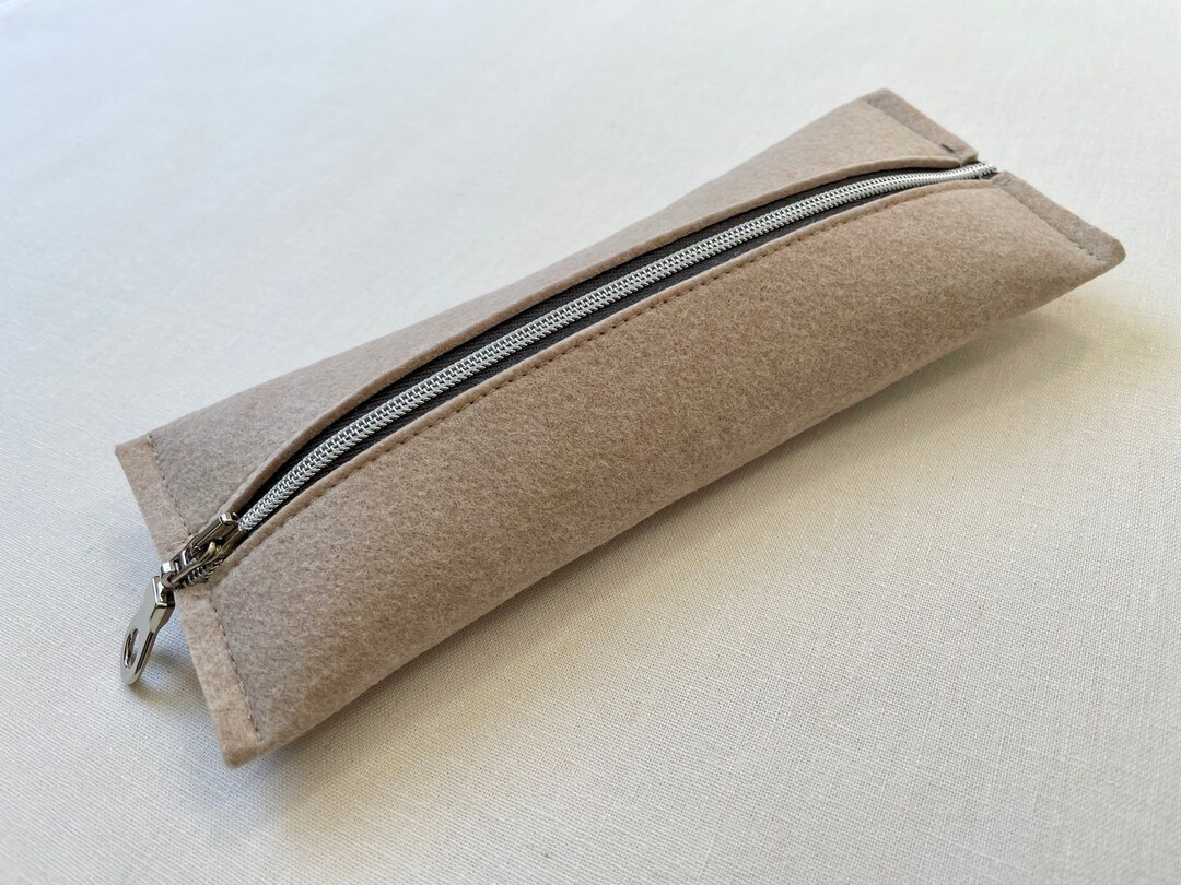 Beige Wheat Wool Felt Makeup Bag: Minimalist Zipper Pouch - Etsy | Etsy (US)
