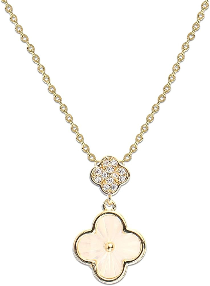 Jean Beau Lucky Clover Necklaces for Women Teen Cute Gold Four Leaf Clover Pendant Necklace Daint... | Amazon (US)