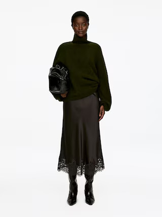 Lace-Detail Satin Skirt | Arket UK