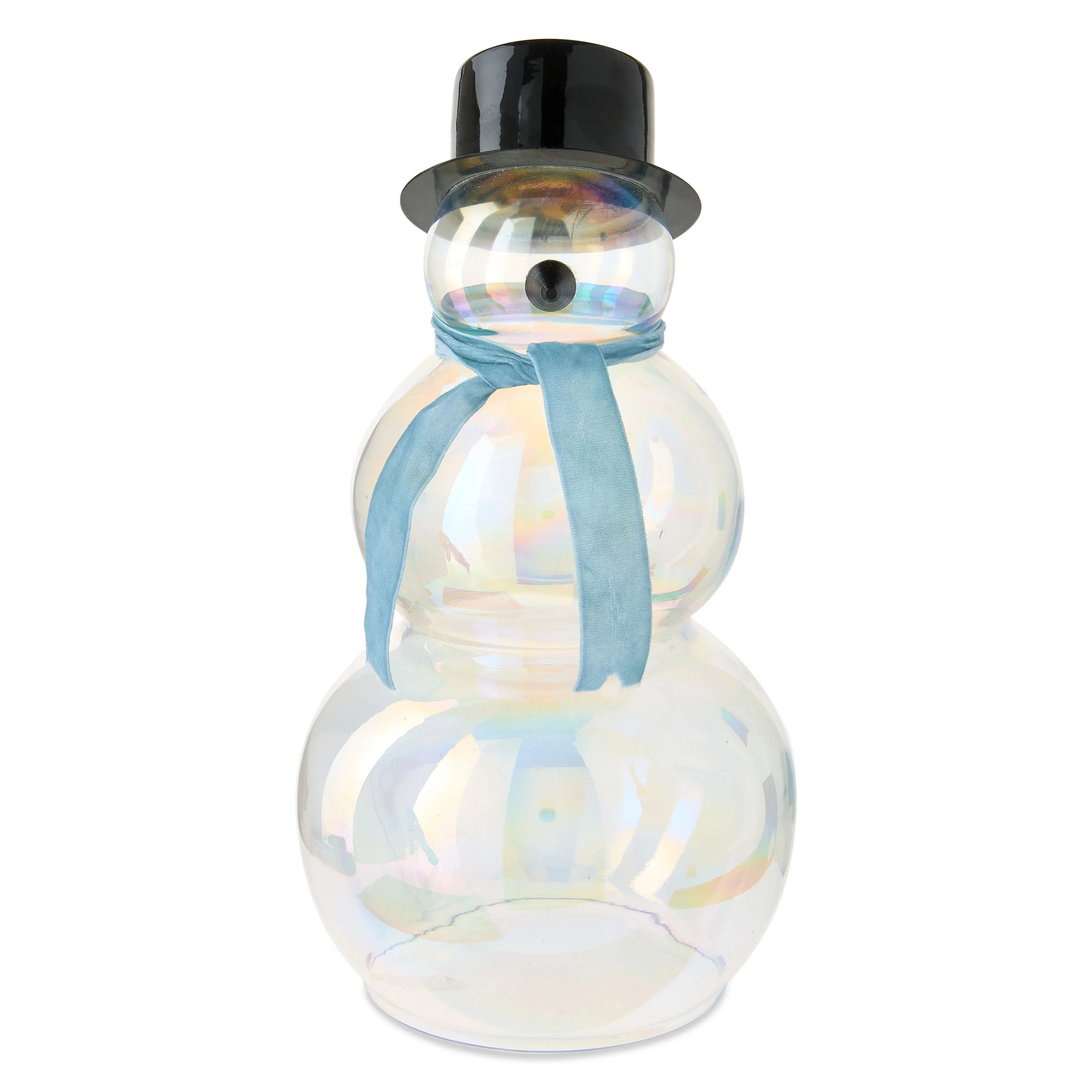 Glass Luster Snowman Christmas Tabletop Decoration, Clear, 13", by Holiday Time | Walmart (US)