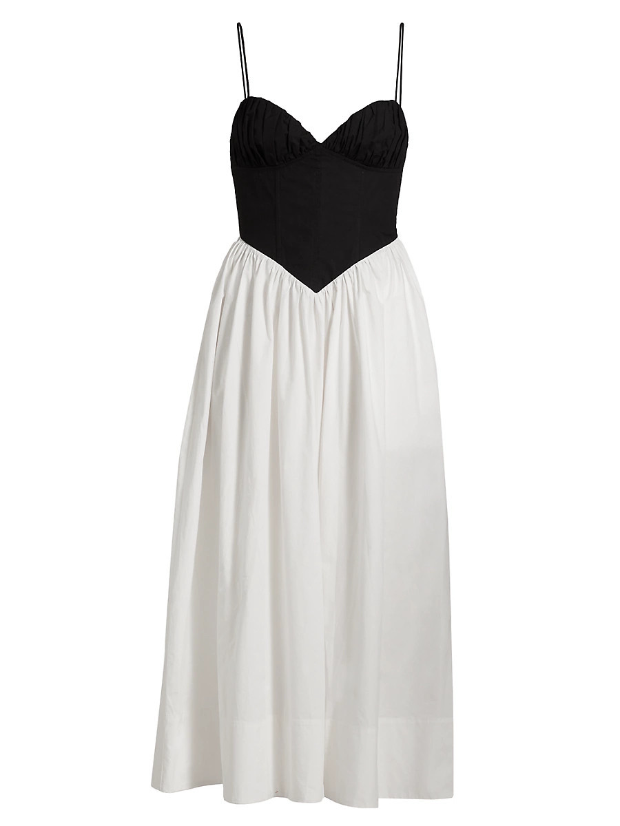 Women's Carmine Cotton Fit & Flare Midi-Dress - Black White - Size Small | Saks Fifth Avenue
