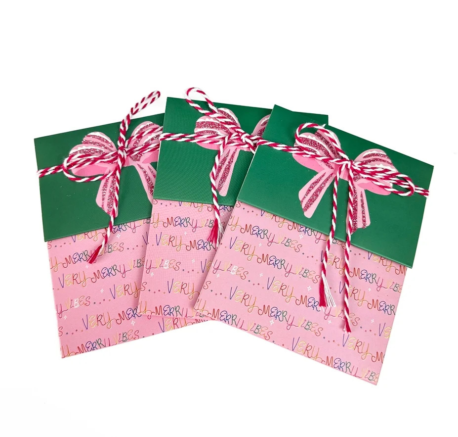Christmas Paper Gift Card Holders, Green and Pink Bow, 3 Count, by Holiday Time | Walmart (US)