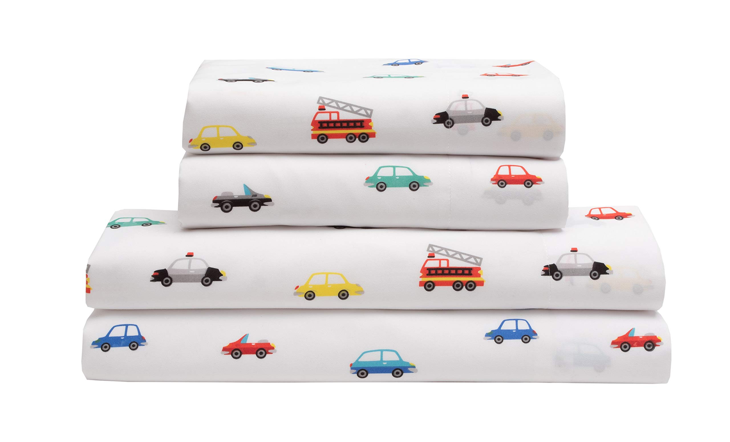 MALLARY BY MATTHEW Kids Super-Soft 100% Microfiber Print Sheet, Cars, Twin | Amazon (US)