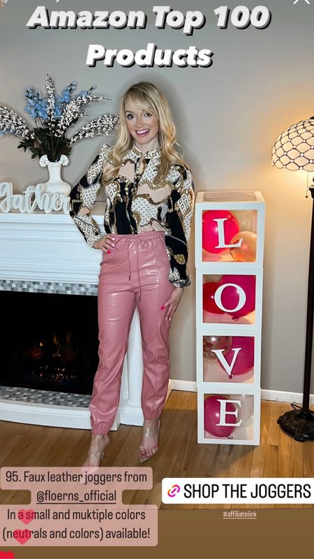 Amazon top 109 best sellers - faux leather joggers - pink faux leather joggers - Valentine’s Day outfit - trendy outfit ideas - Amazon Fashion - Amazon Favorites - Amazon best sellers - Amazon top sellers - Amazon must haves - Amazon finds 

#LTKSeasonal #LTKstyletip #LTKunder50