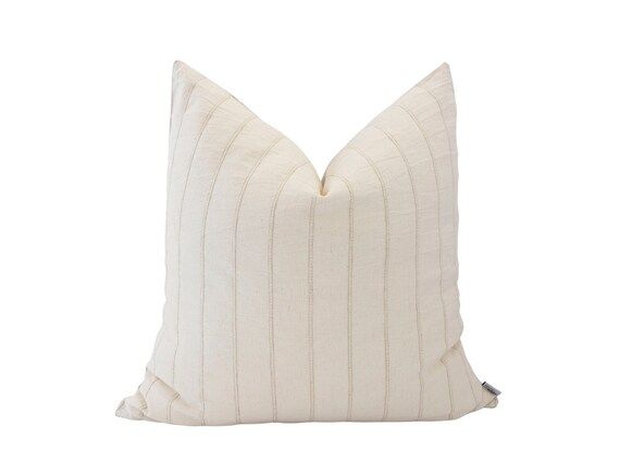 JULI  22x22 20x20 Cream & Tan Stripe Pillow Cover Warm - Etsy | Etsy (US)