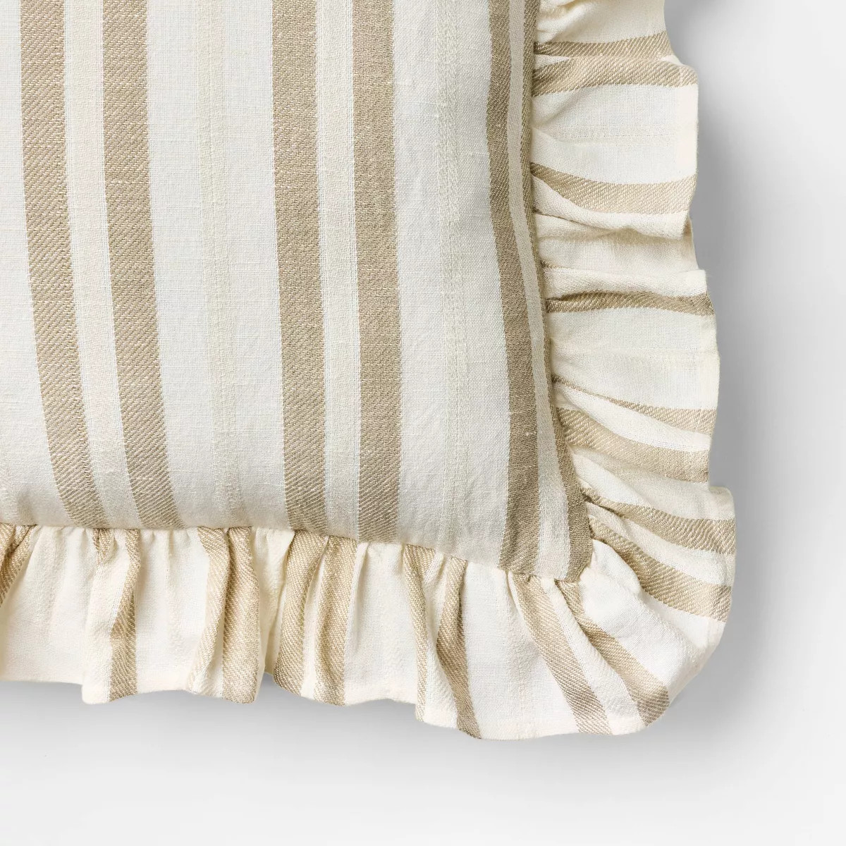 Square Woven Stripe Throw Pillow with Ruffle Taupe/Ivory - Threshold™ designed with Studio McGe... | Target